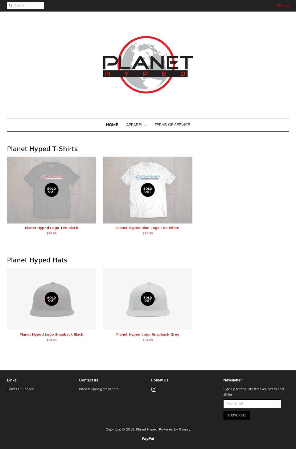 planethyped.com — Shopify storefront screenshot