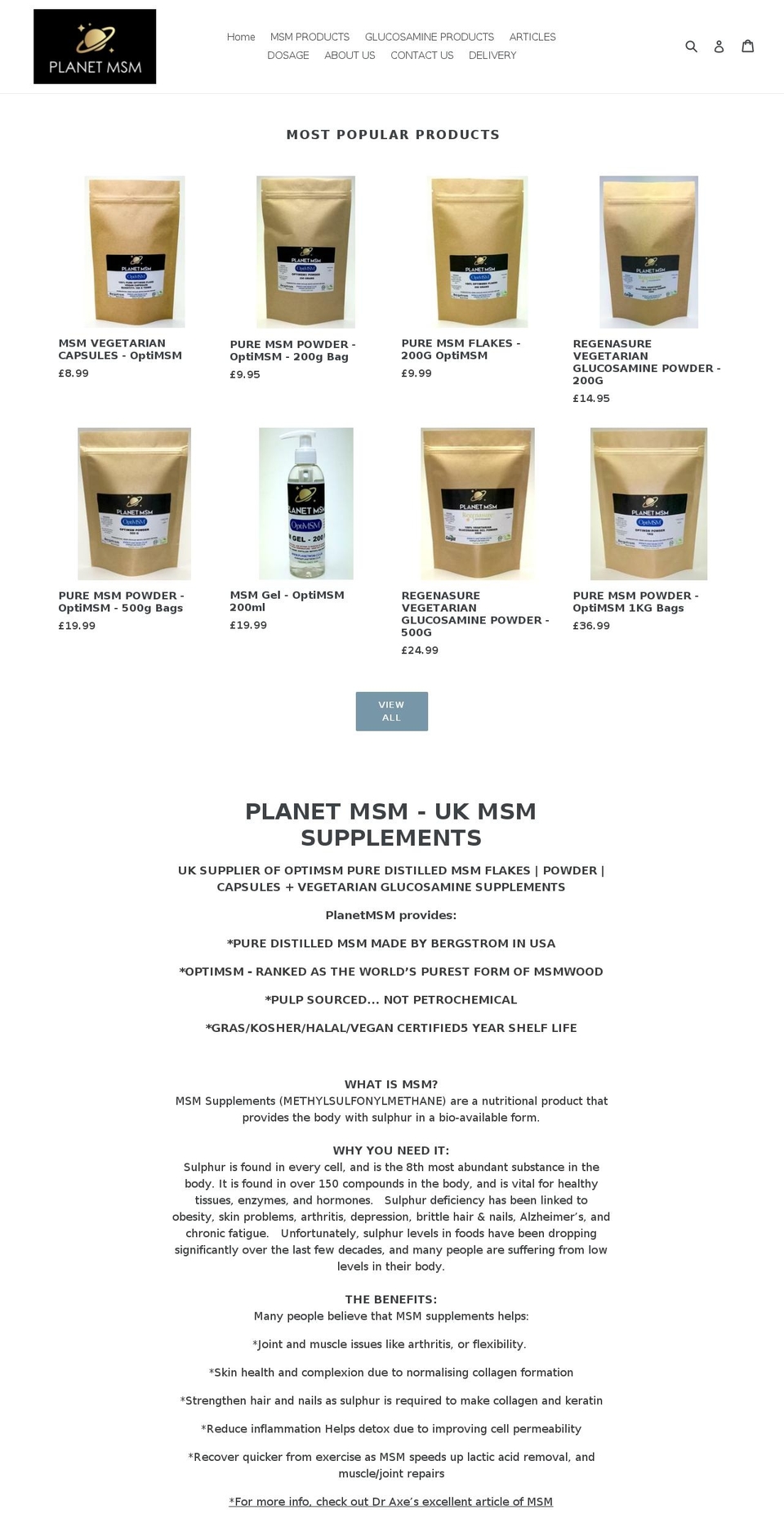 planetmsm.co.uk shopify website screenshot