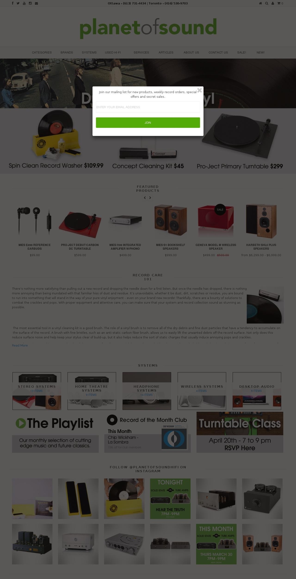 planetofsoundonline.com shopify website screenshot