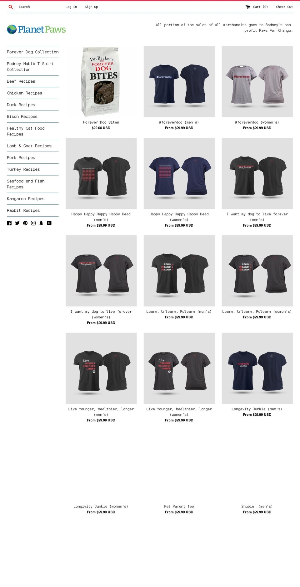 planetpawsshop.com shopify website screenshot