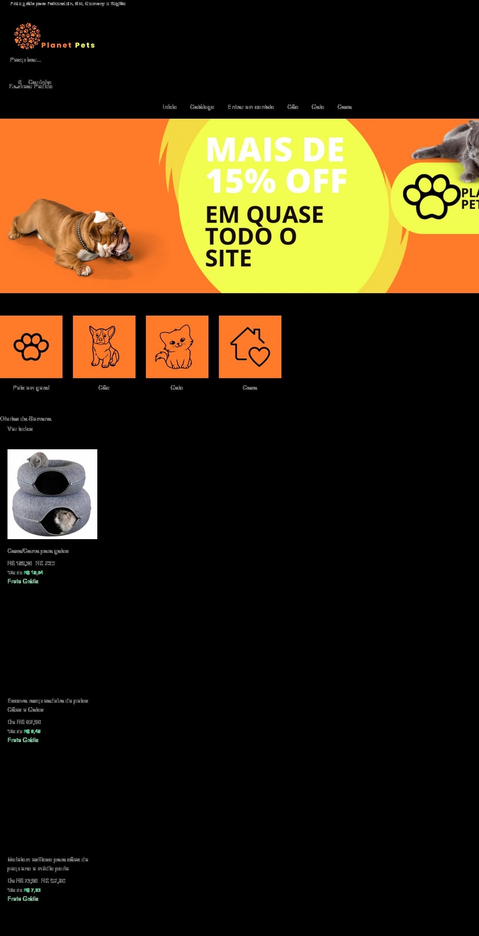 Tema loja vencedora Shopify theme site example planetpets.store