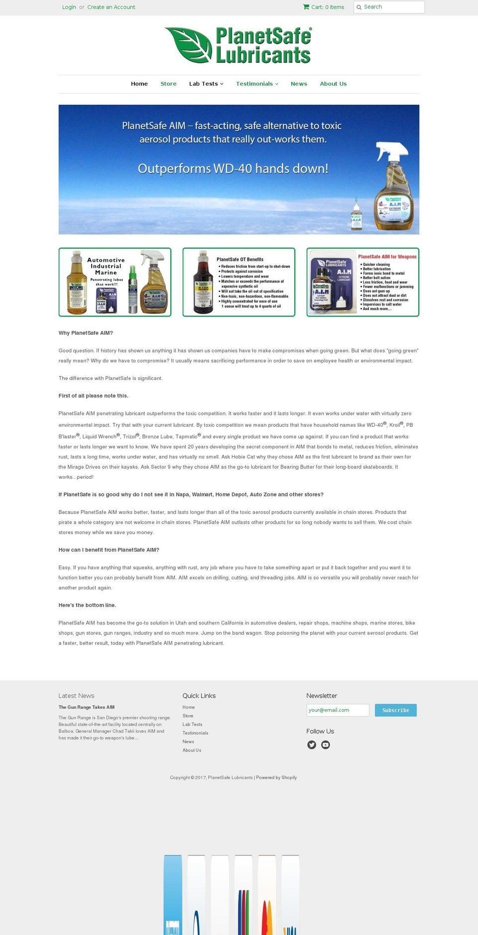 planetsafelubricants.com shopify website screenshot