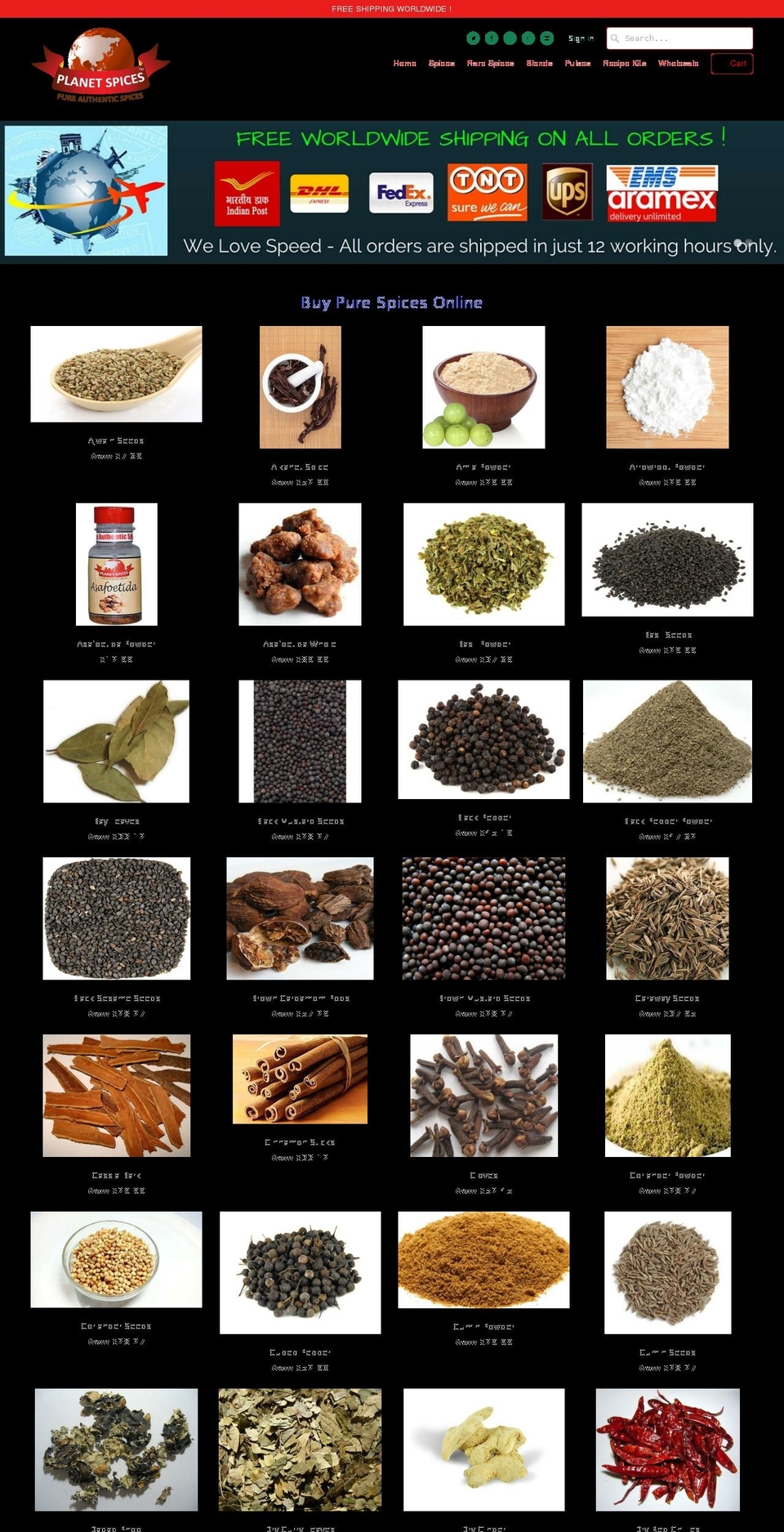 planetspices.com shopify website screenshot