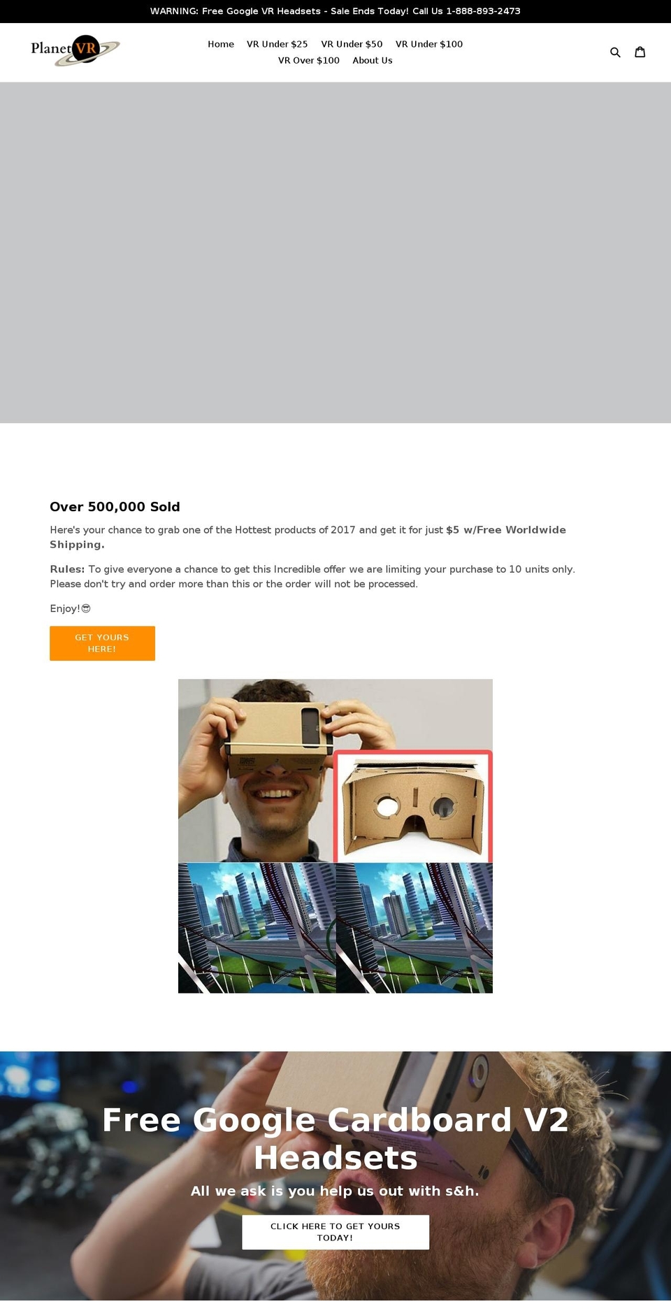 planetvirtualreality.com shopify website screenshot