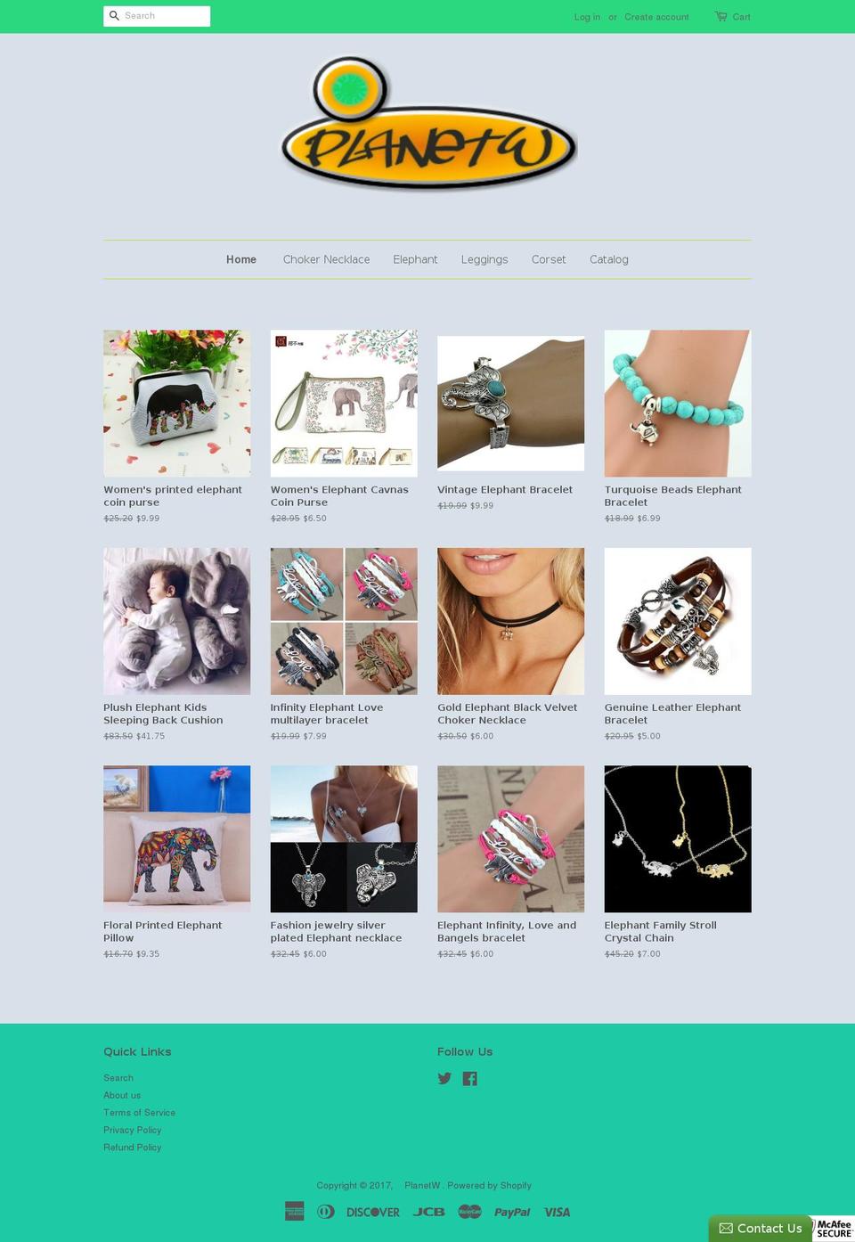 planetw.biz shopify website screenshot