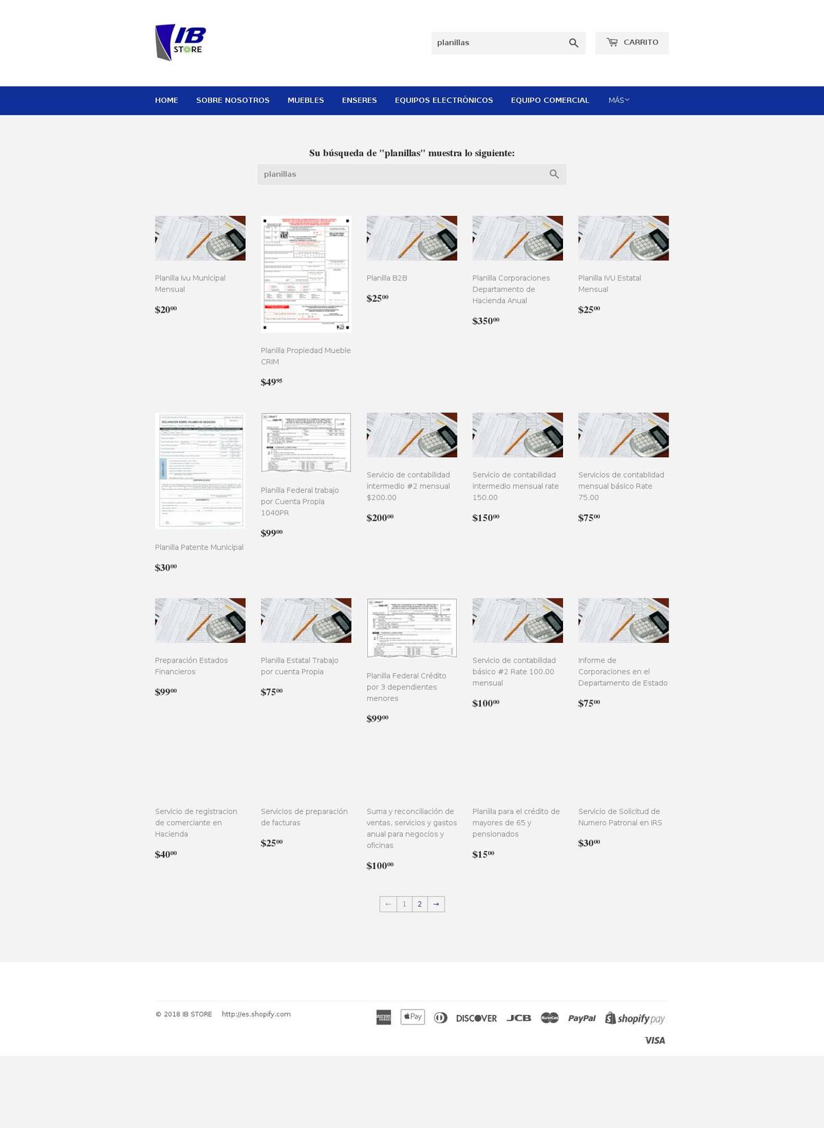 planillaelectronica.com — Shopify storefront screenshot