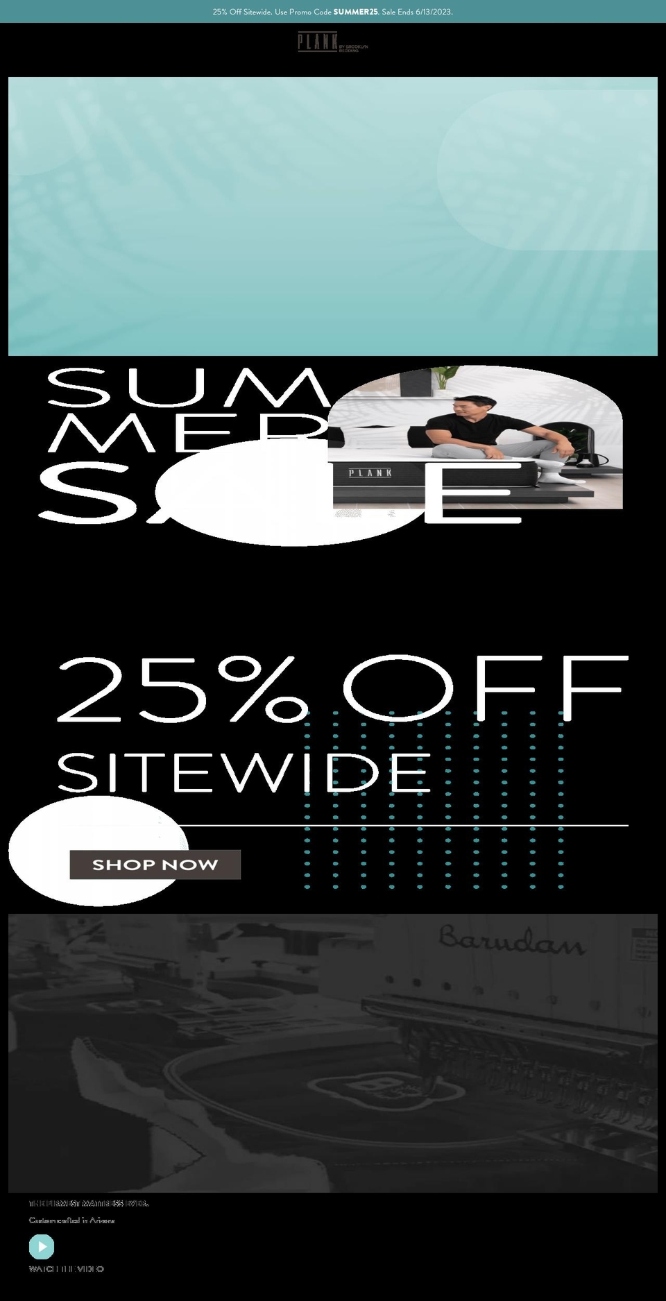 plankmattress.com shopify website screenshot