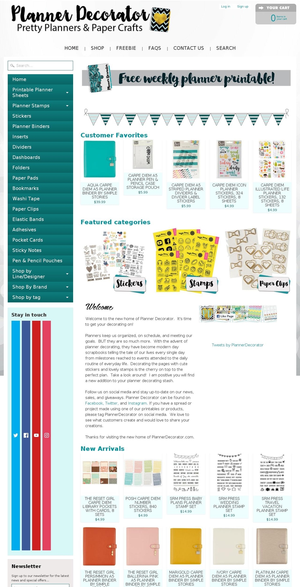 plannerdecorator.com shopify website screenshot