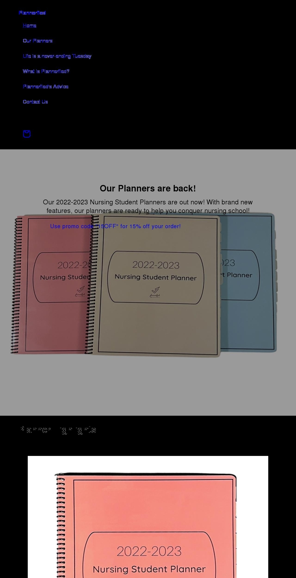 plannerfied.com shopify website screenshot