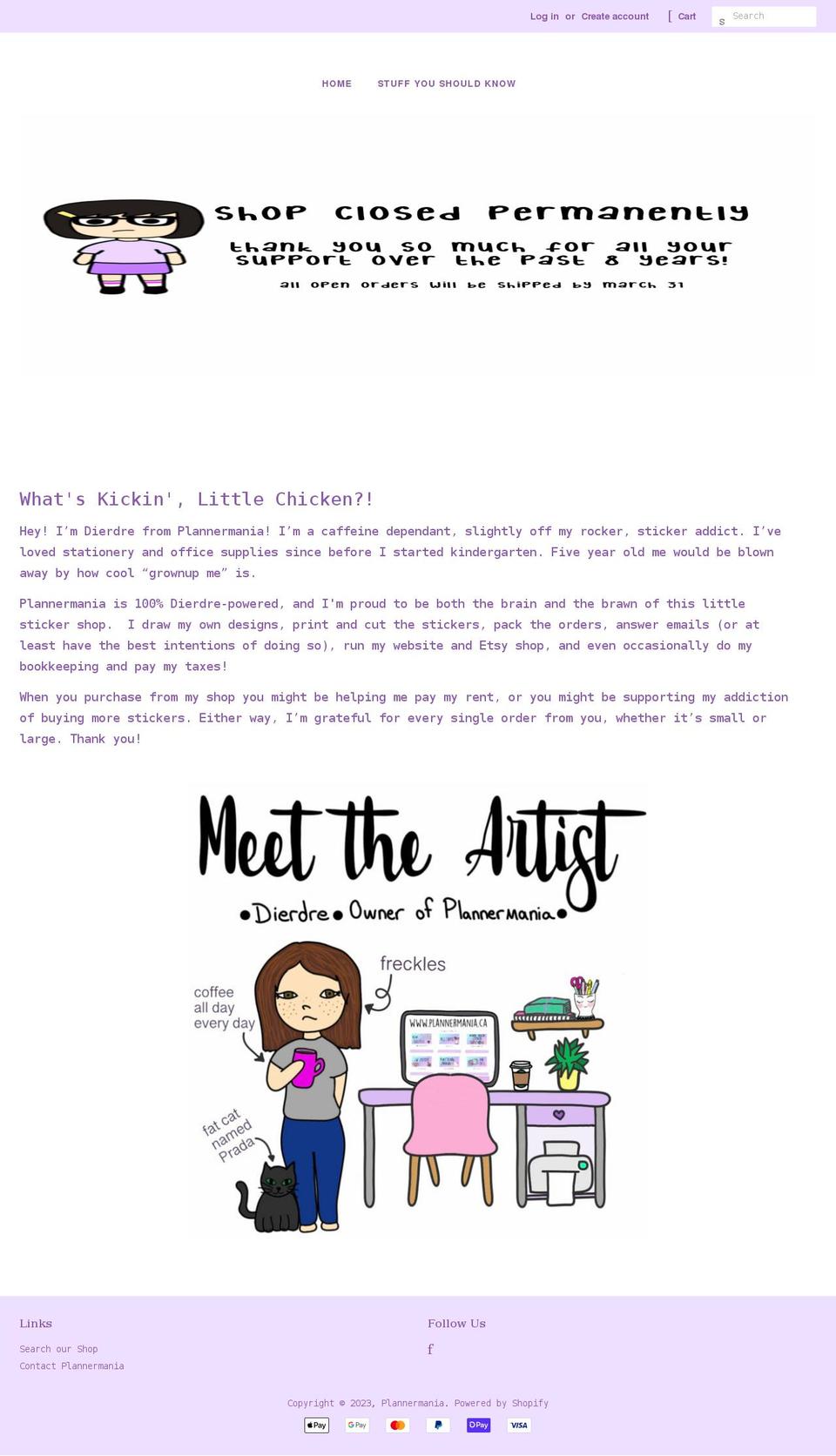 plannermania.ca shopify website screenshot