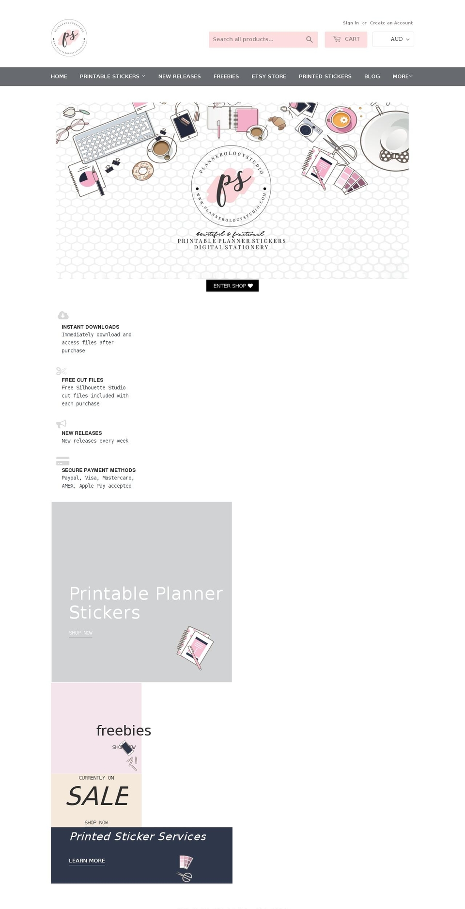 plannerologystudio.com shopify website screenshot