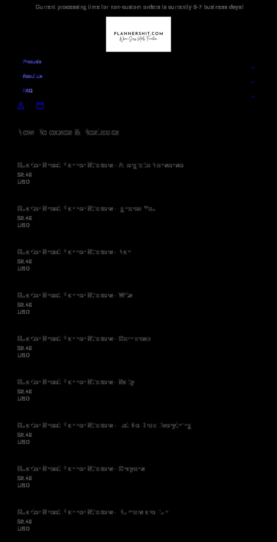 plannershit.com shopify website screenshot