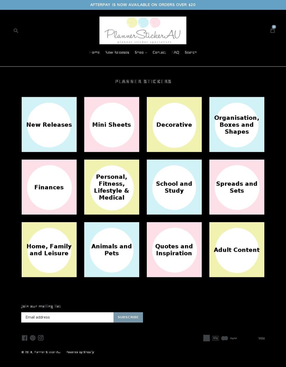 plannerstickerau.com — Shopify storefront screenshot