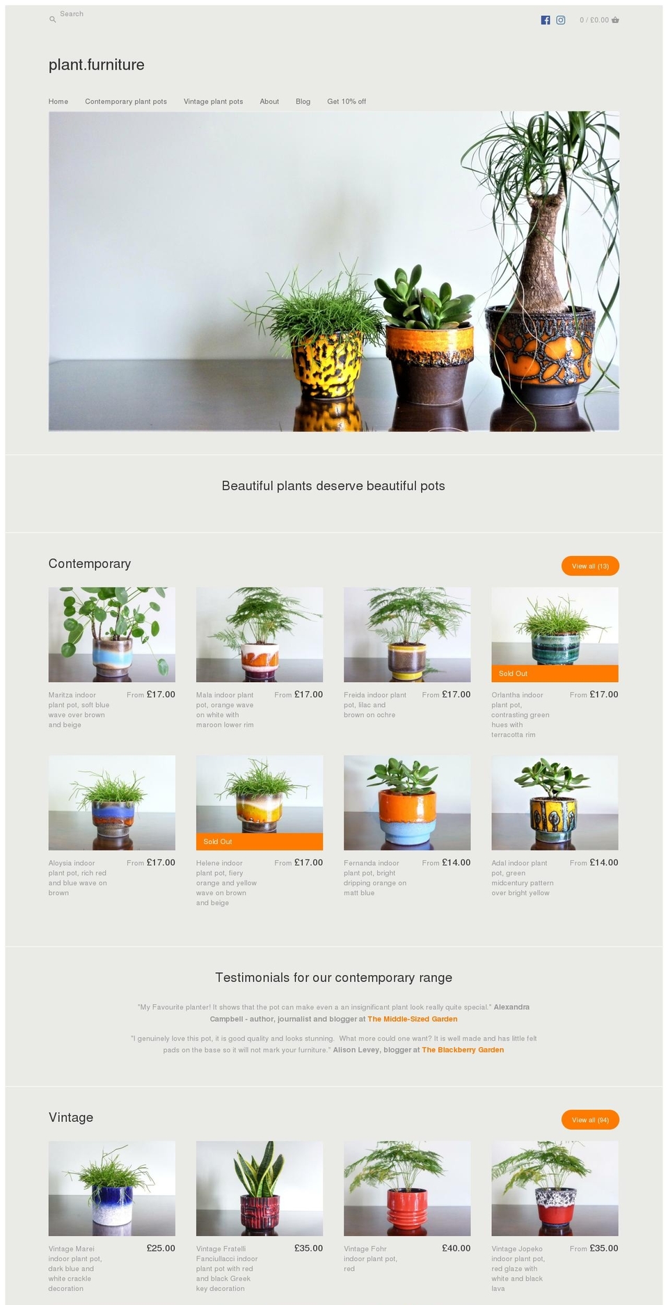 plant.furniture shopify website screenshot