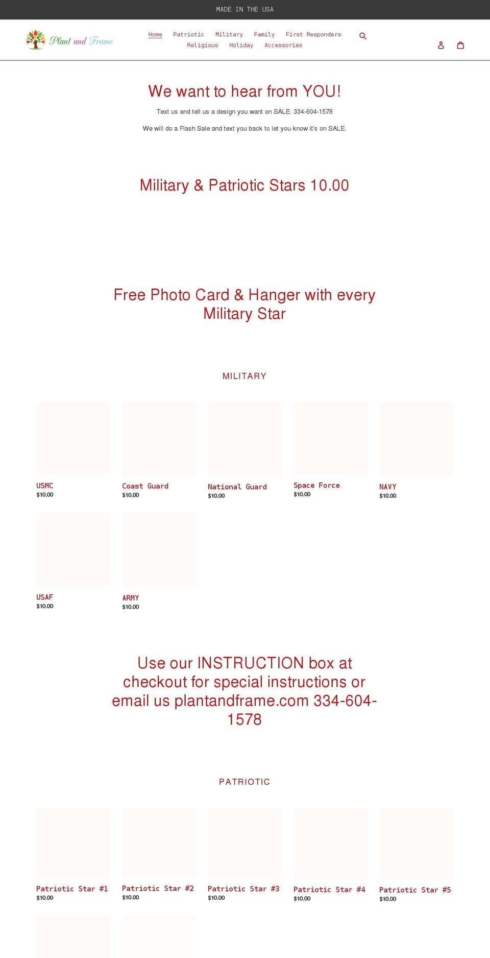 plantandframe.com shopify website screenshot