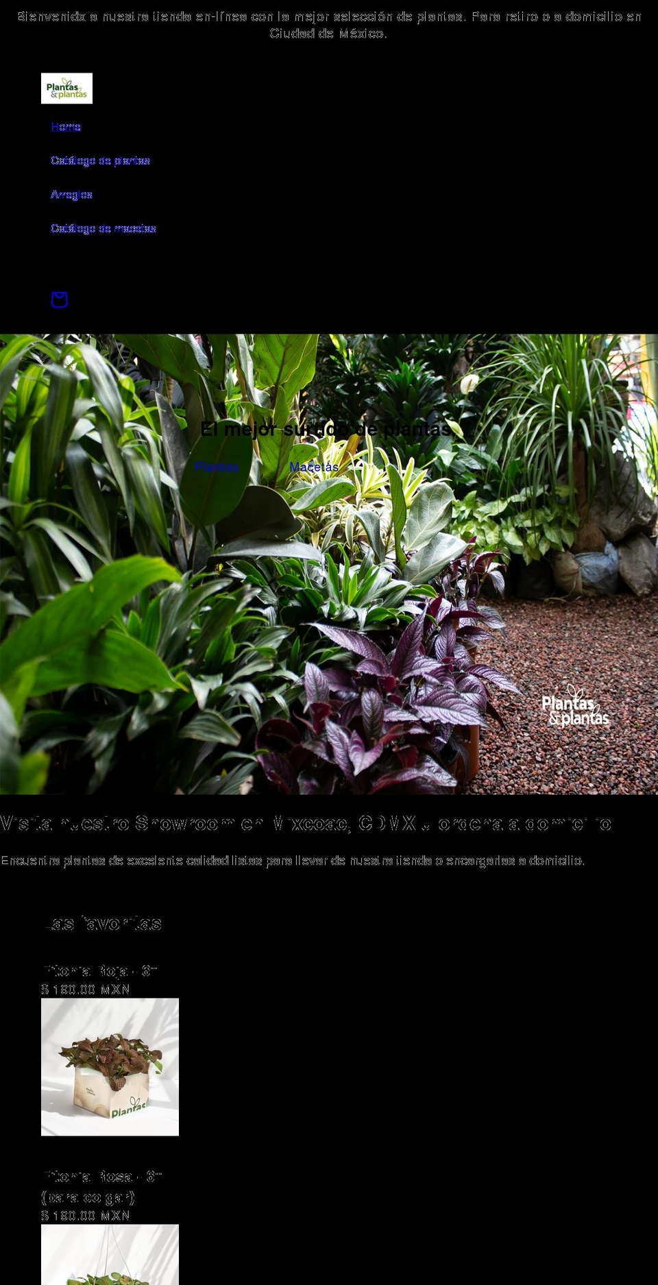 plantasyplantas.com shopify website screenshot