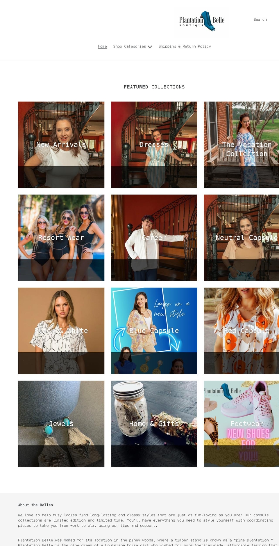 plantationbelle.com shopify website screenshot