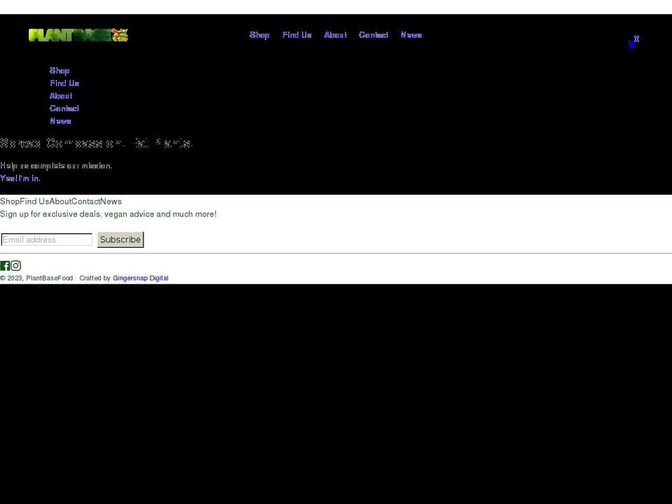 plantbasefood.com shopify website screenshot