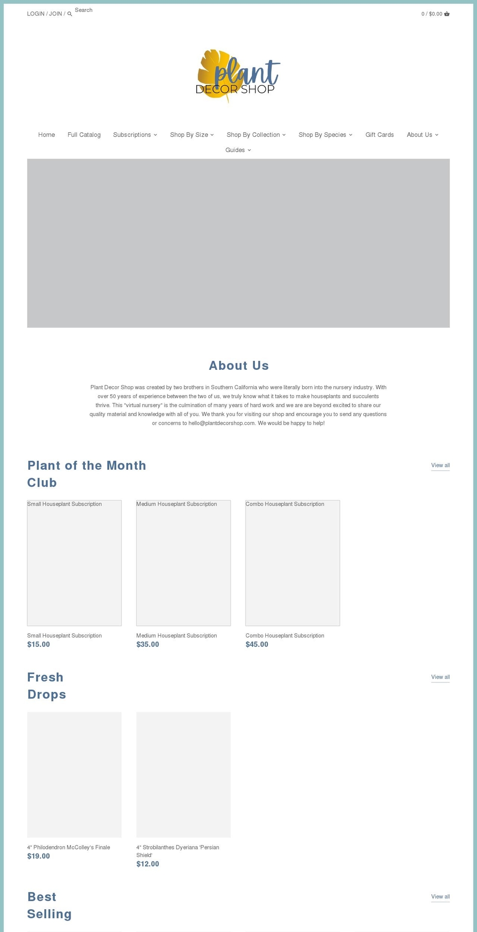 plantdecorshop.com shopify website screenshot