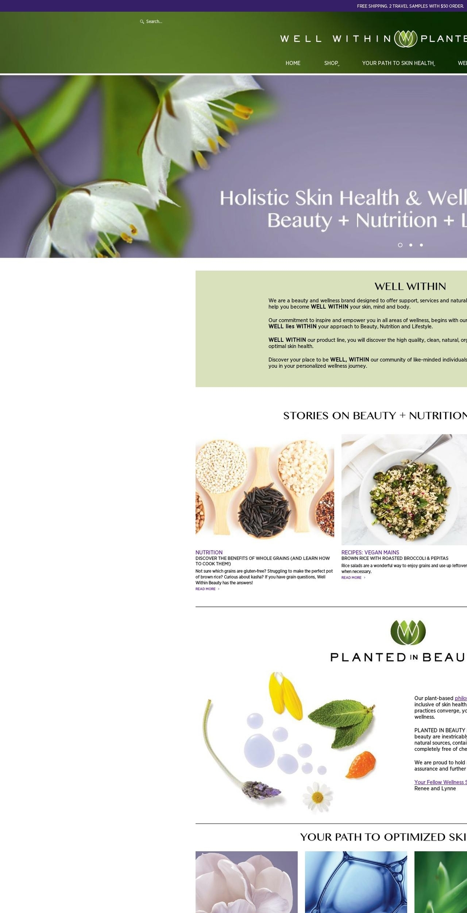 plantedinskincare.com shopify website screenshot