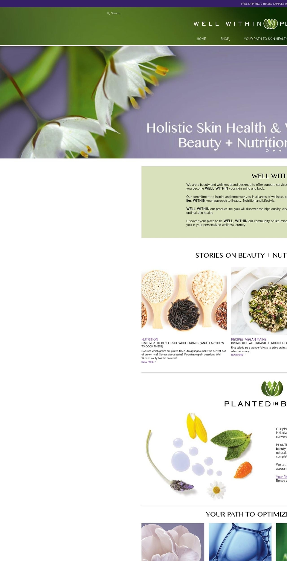 plantedinskincare.net shopify website screenshot