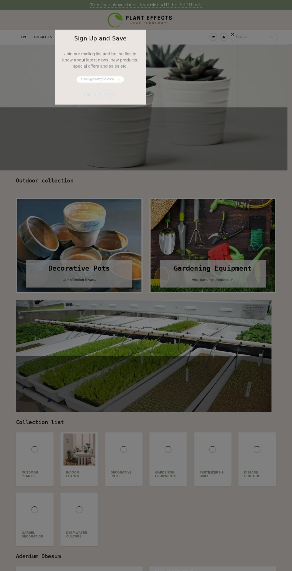 planteffects.com shopify website screenshot