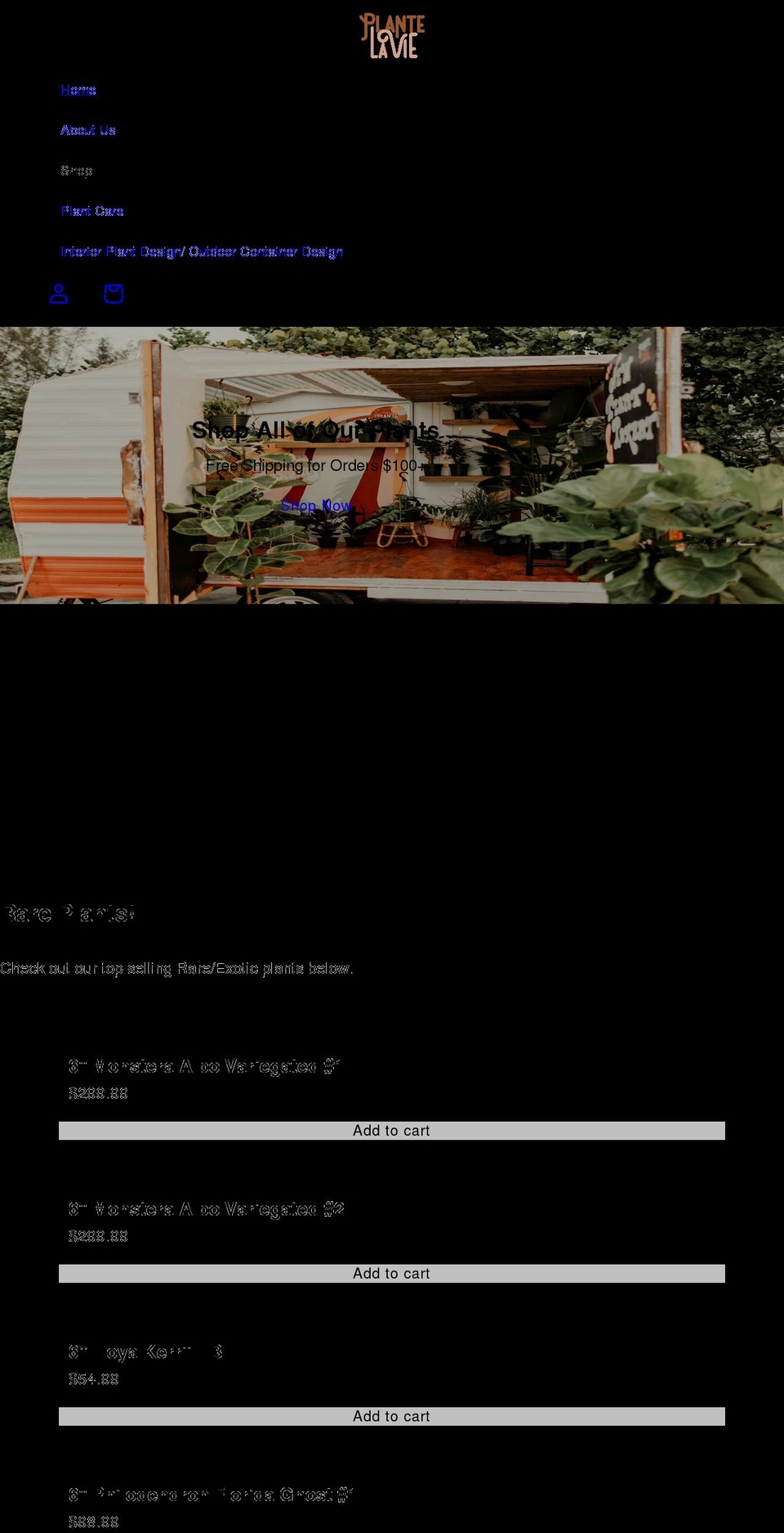 plantelavienursery.com shopify website screenshot