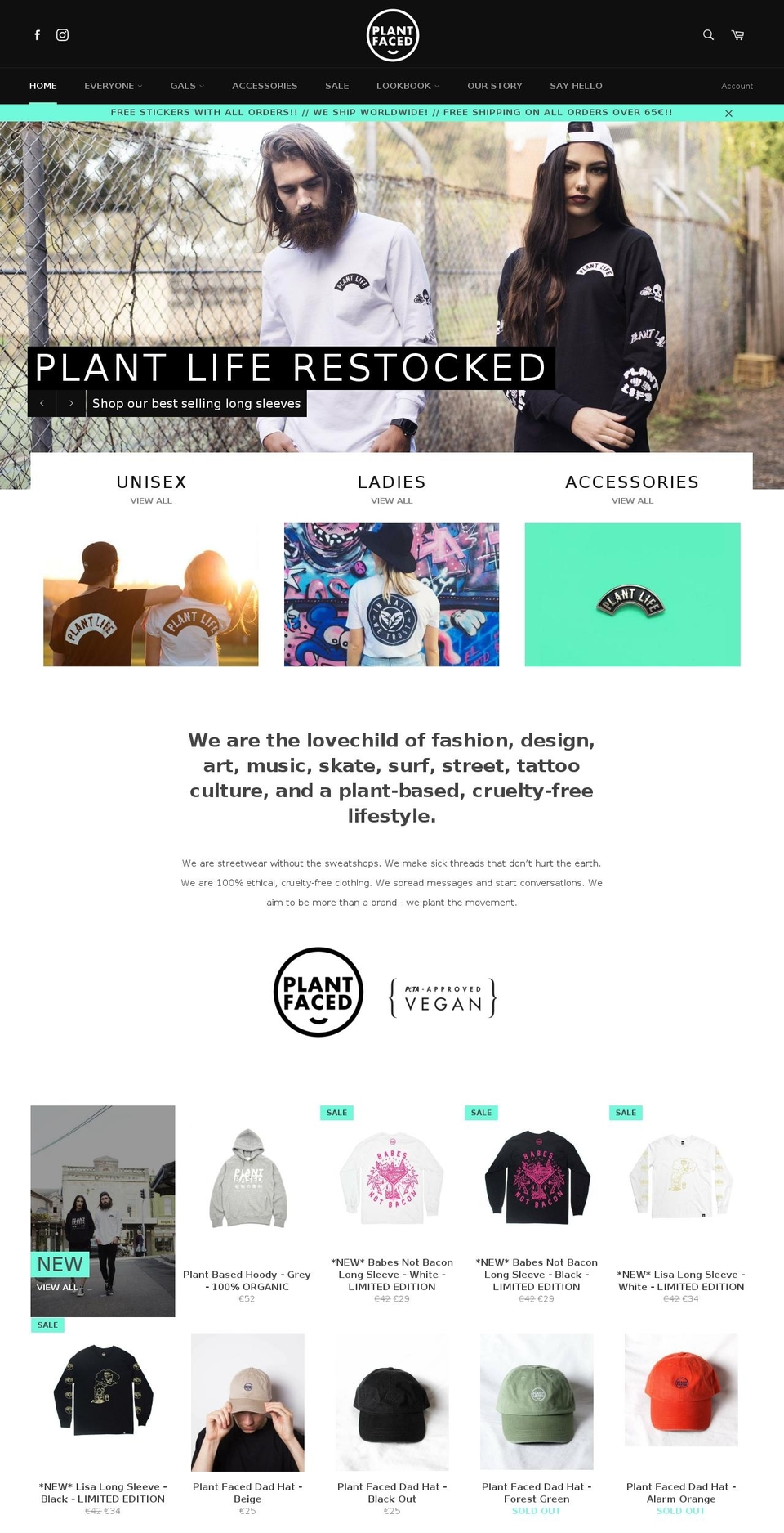 Reformation Shopify theme site example plantfacedclothing.com