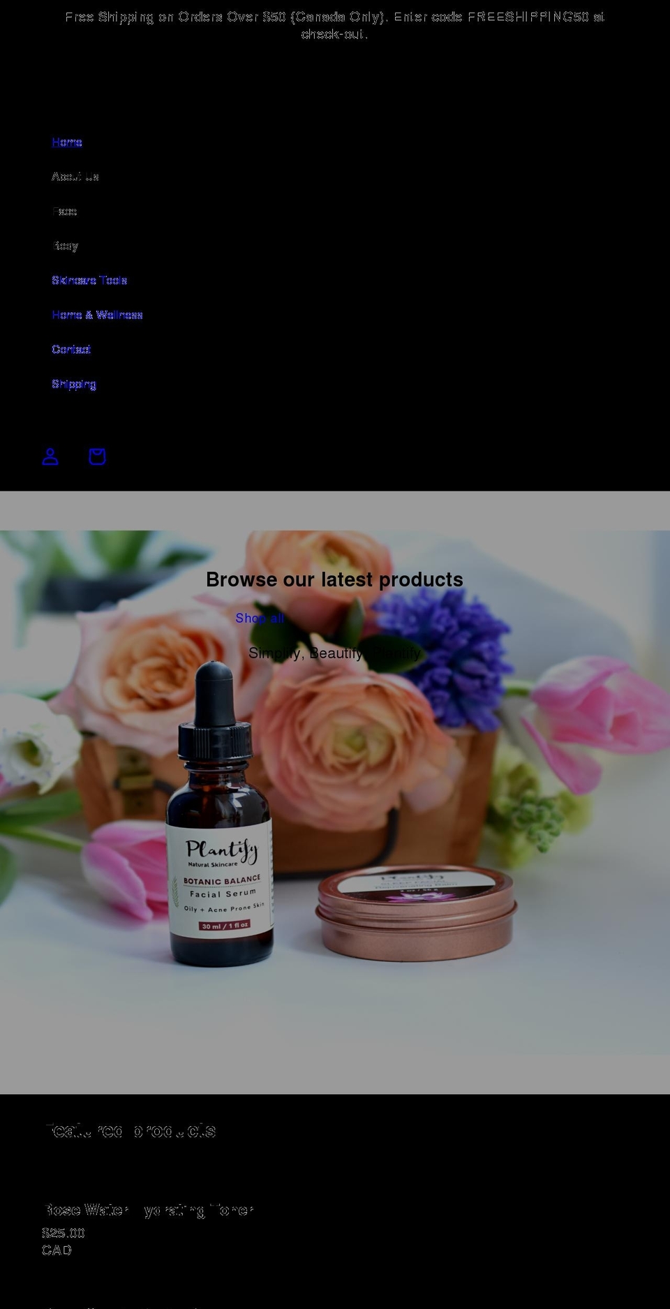 plantifyskincare.com shopify website screenshot