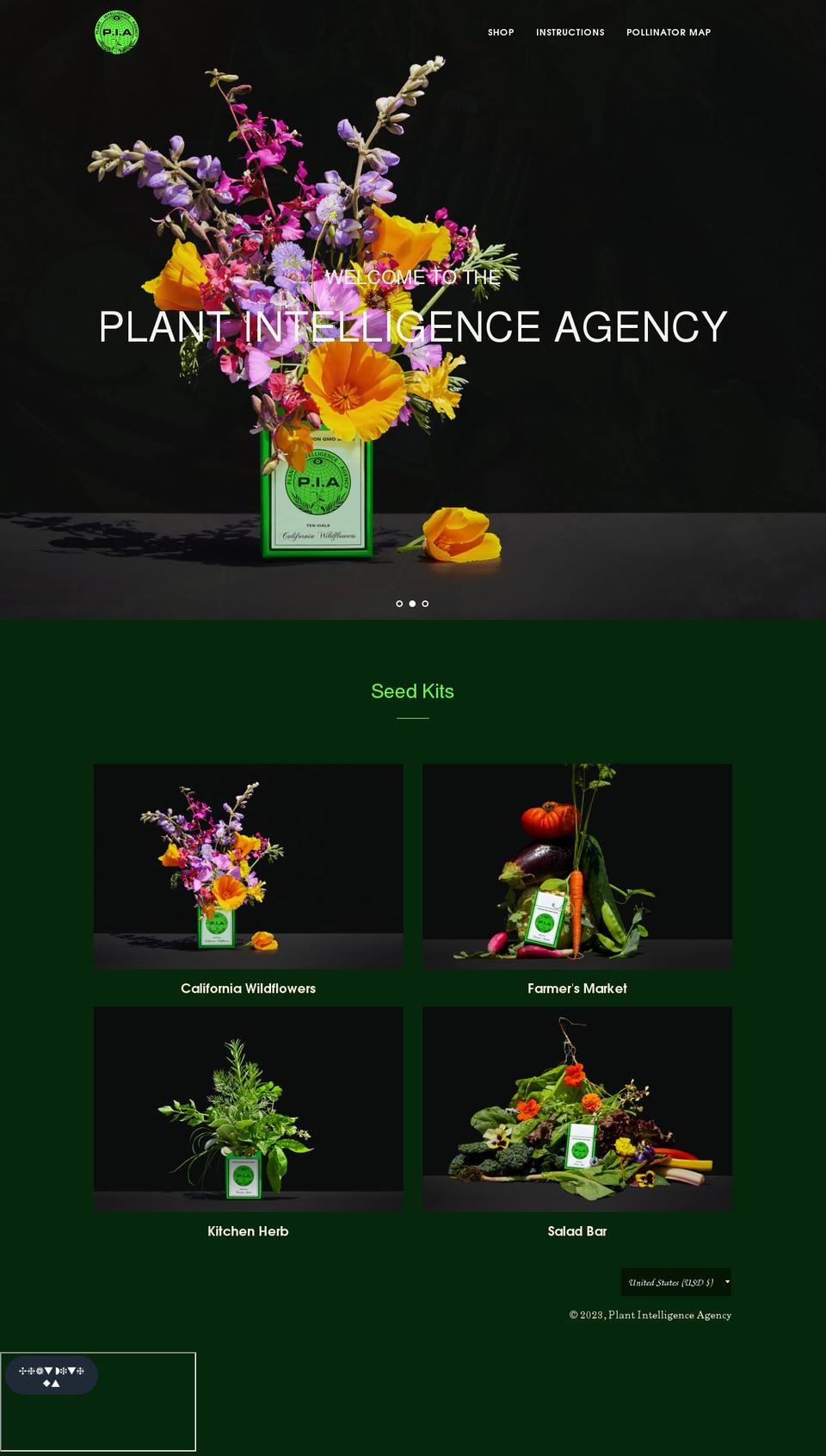 plantintelligenceagency.com shopify website screenshot