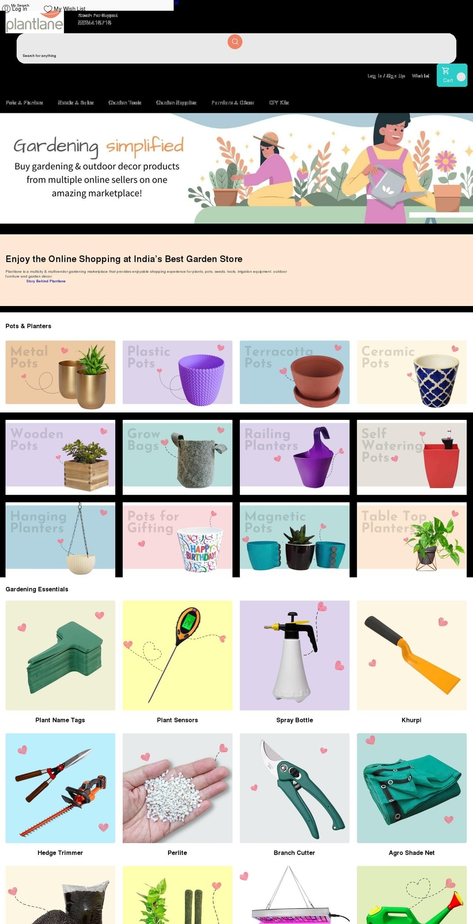 plantlane.com shopify website screenshot