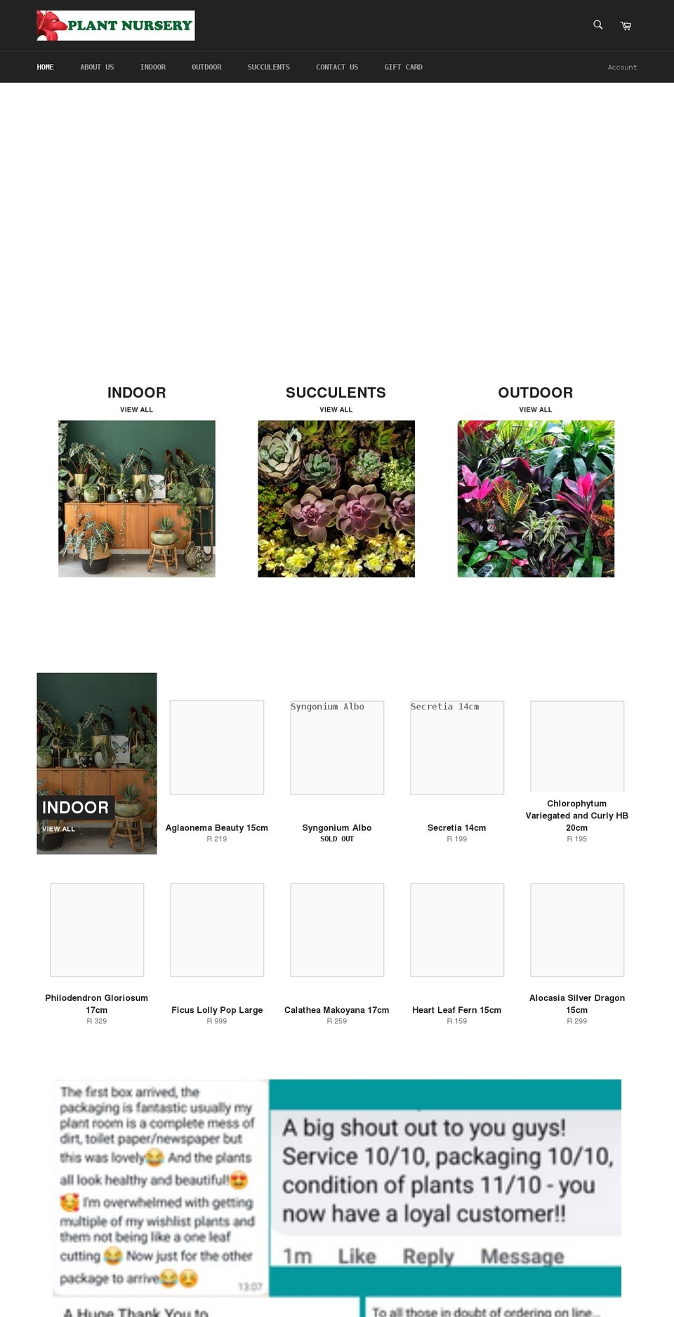 plantnurseryonline.co.za shopify website screenshot