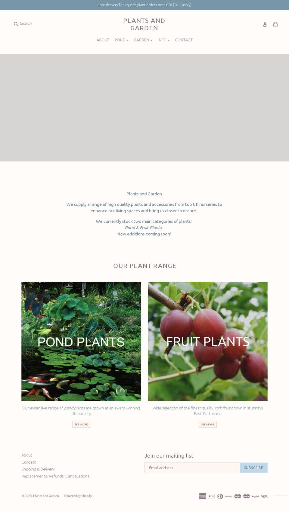 plantsandgarden.co.uk shopify website screenshot