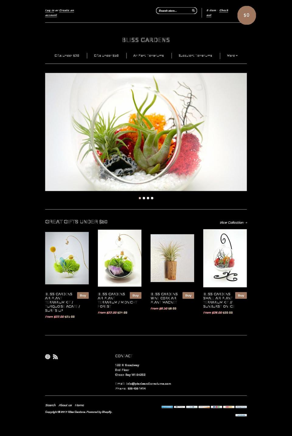 plantsandterrariums.com shopify website screenshot