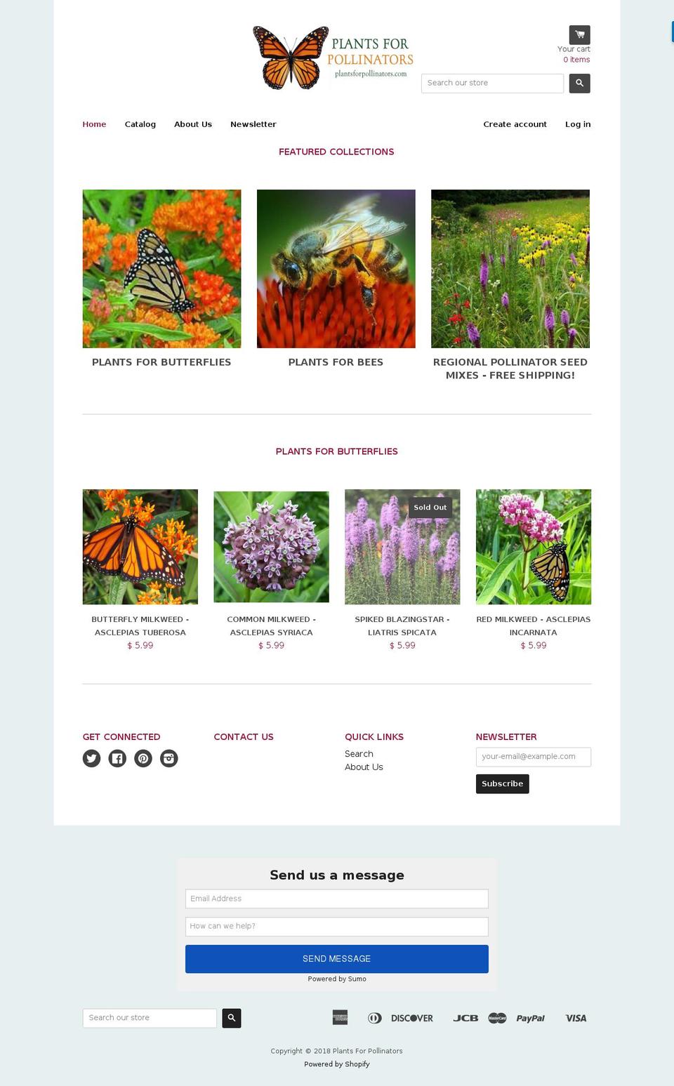 plantsforpollinators.com — Shopify storefront screenshot