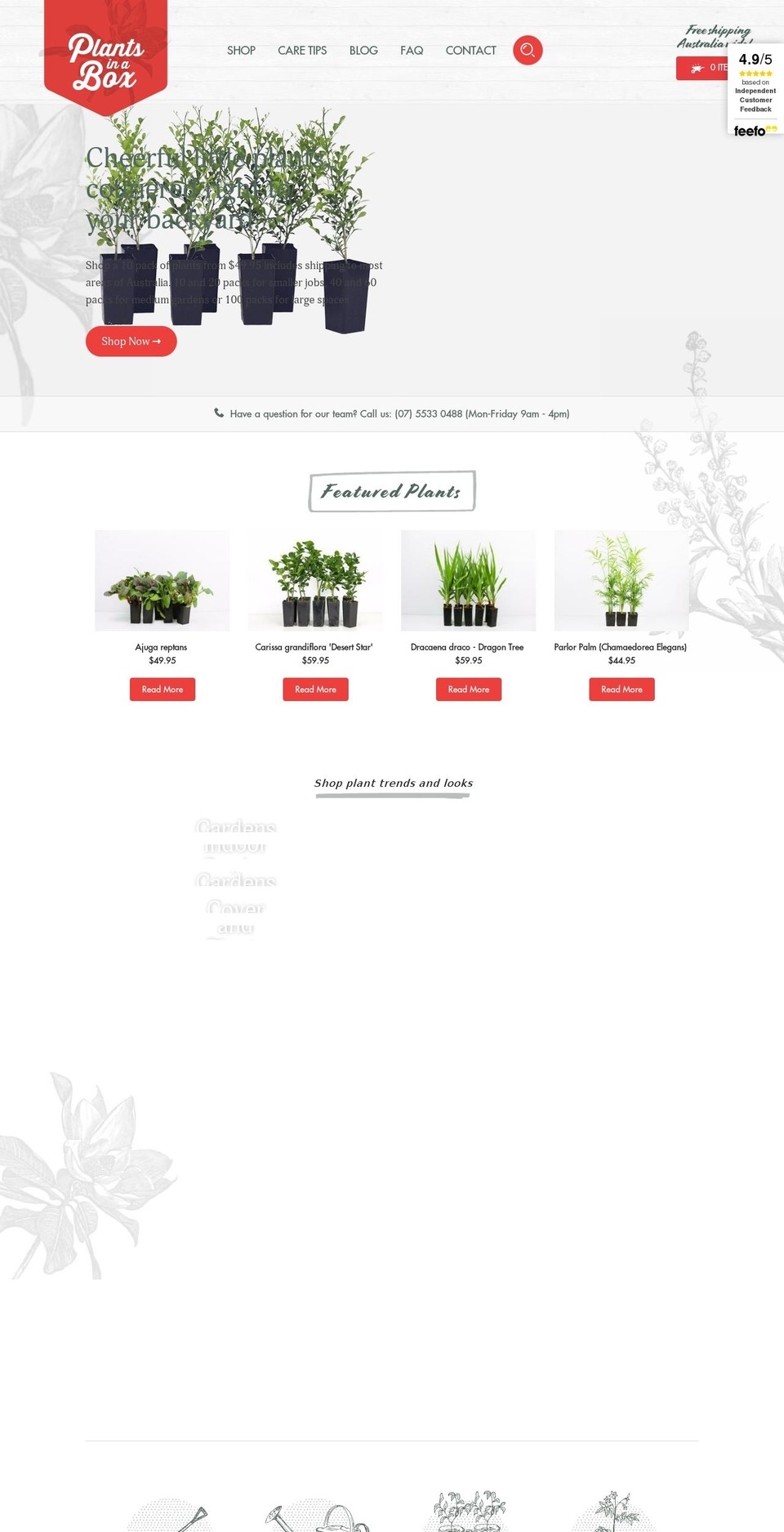 Live Shopify theme site example plantsinabox.com.au