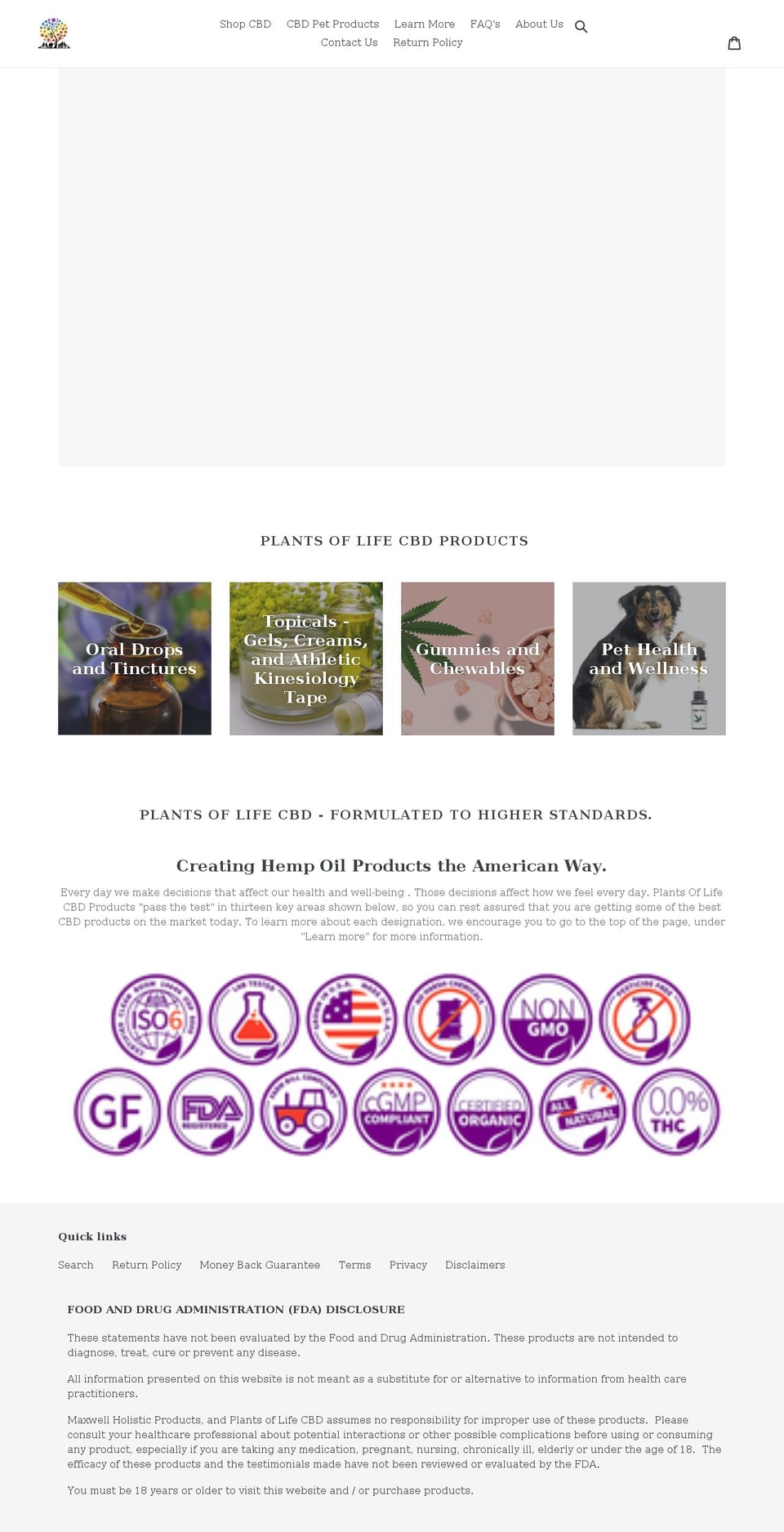plantsoflifecbd.com shopify website screenshot