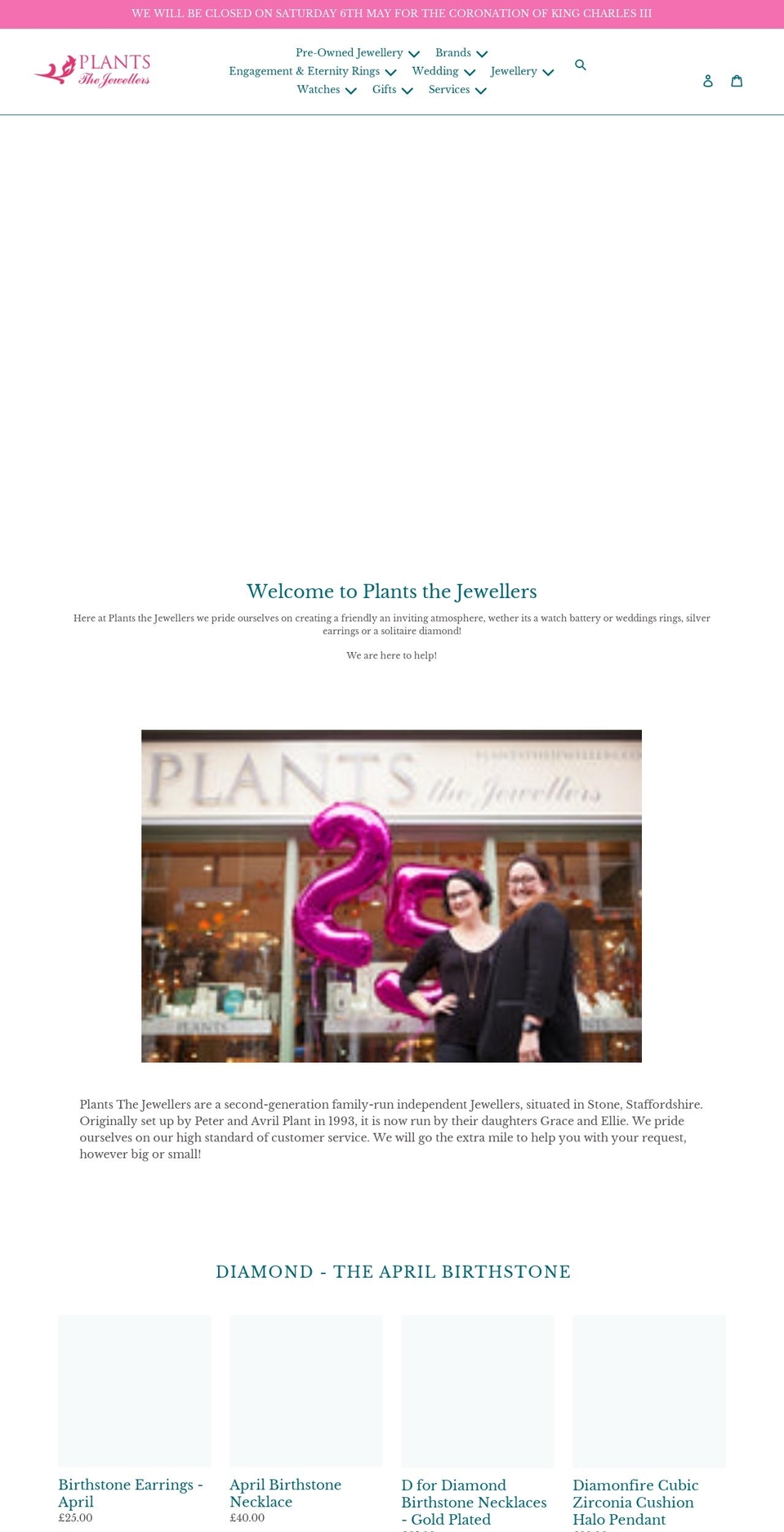 plantsthejewellers.co.uk shopify website screenshot