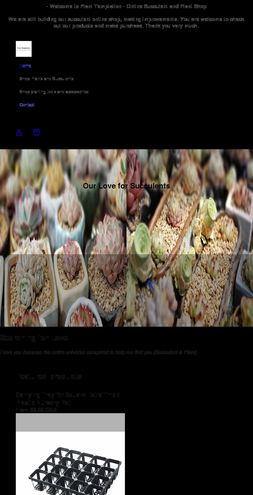 planttemptation.com shopify website screenshot