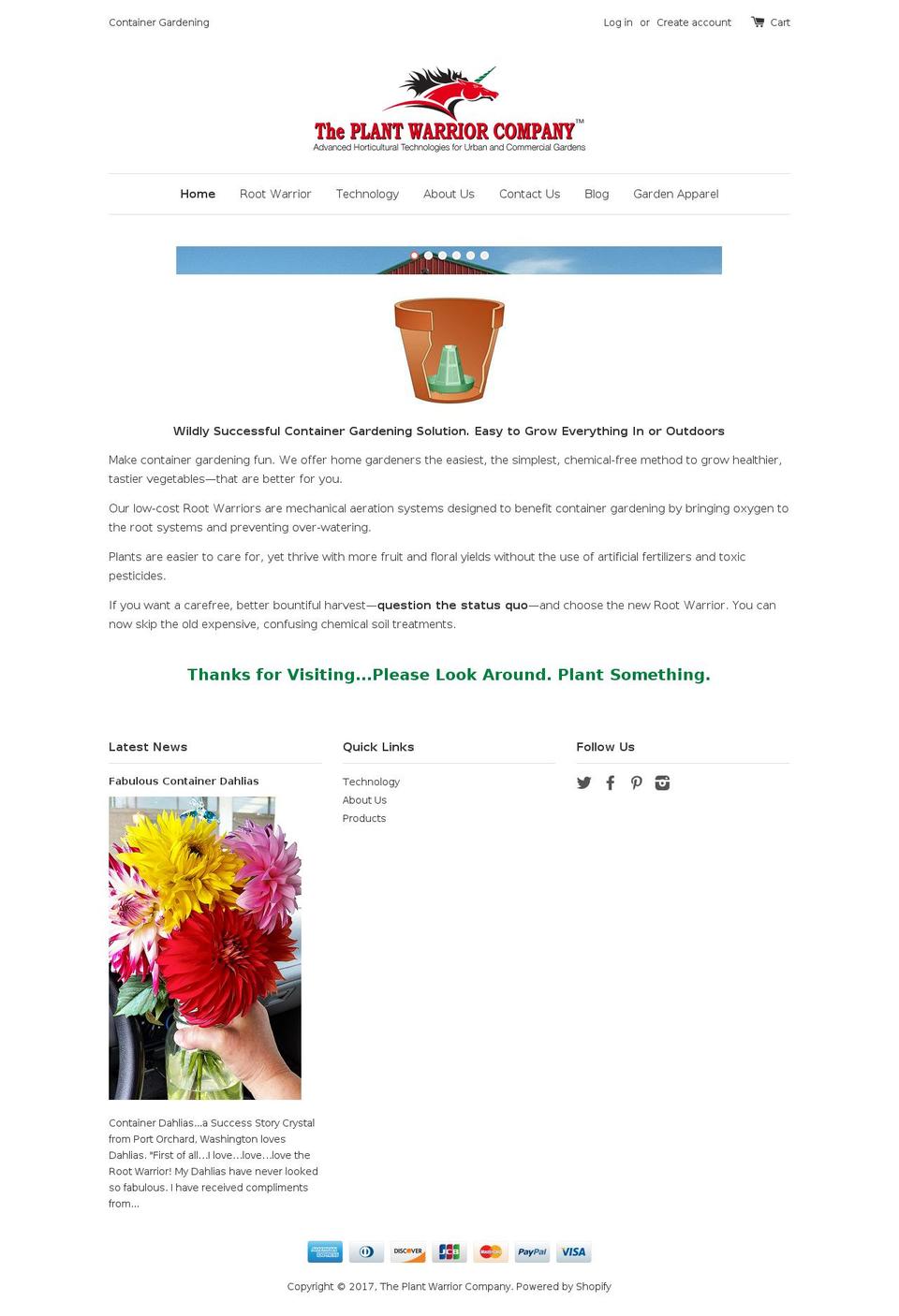plantwarrior.com shopify website screenshot