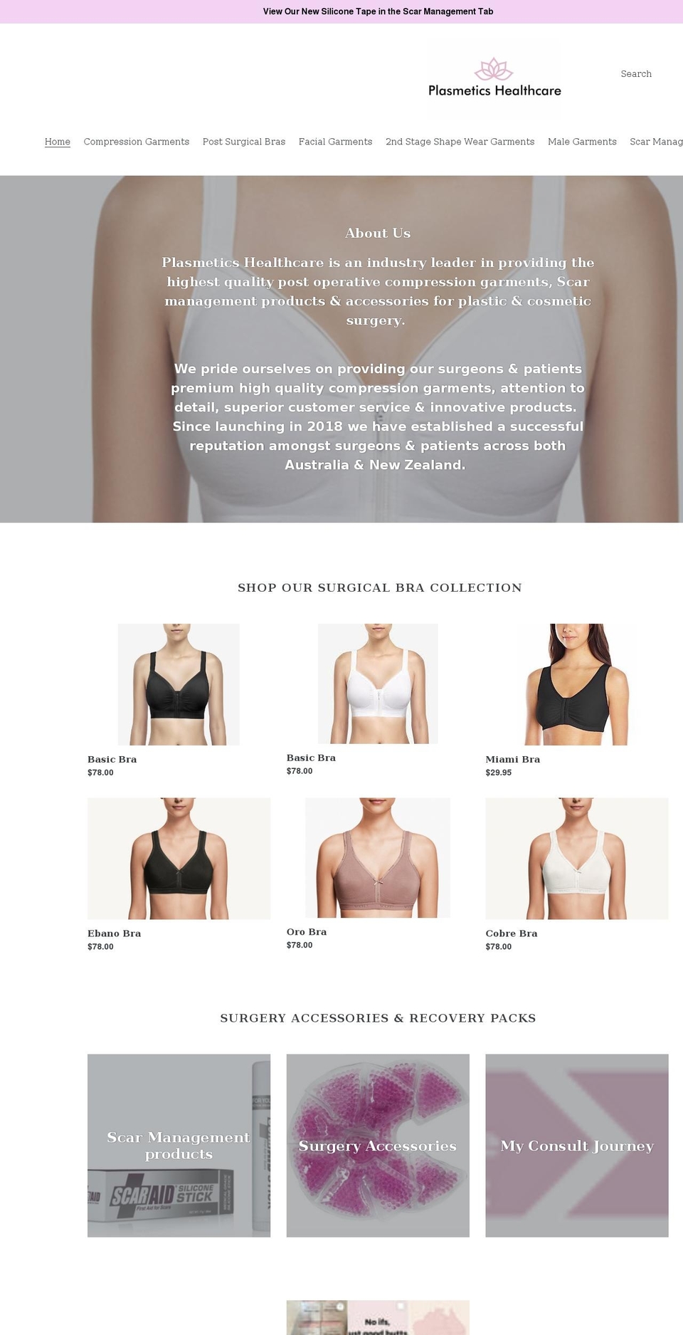 plasmeticshealthcare.com.au shopify website screenshot