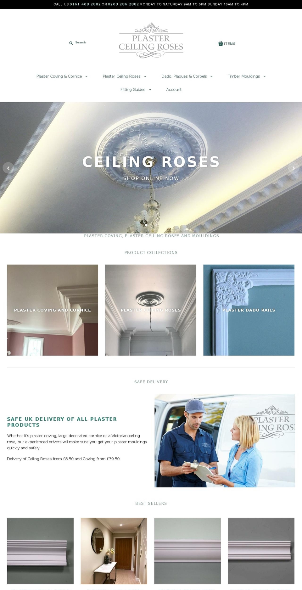 plasterceilingroses.com — Shopify storefront screenshot