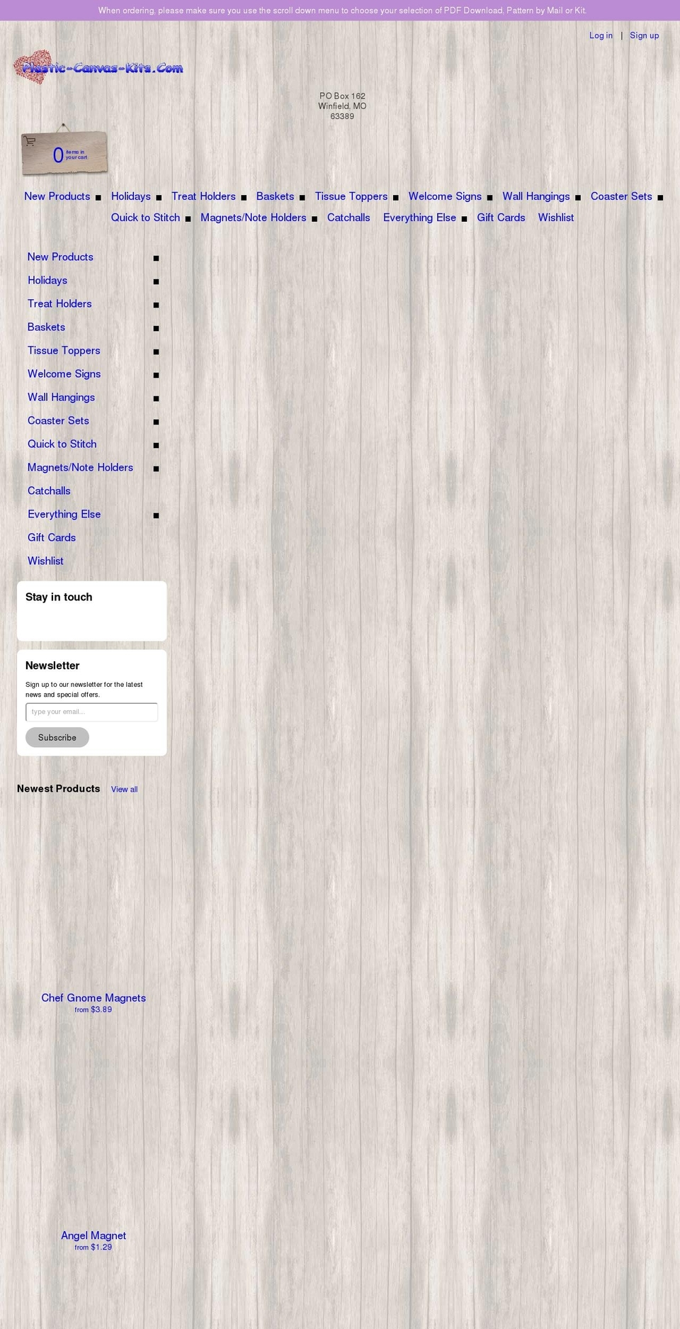 plastic-canvas-kits.com shopify website screenshot