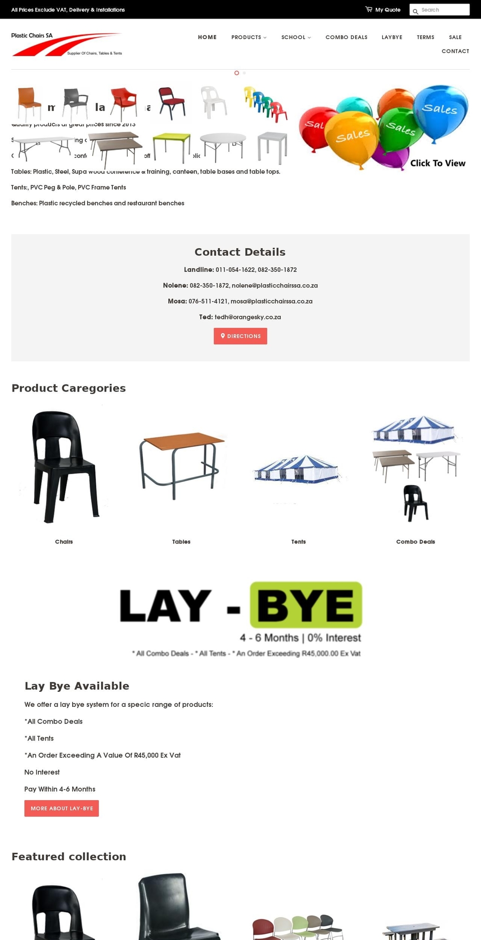 plasticchairssa.co.za shopify website screenshot