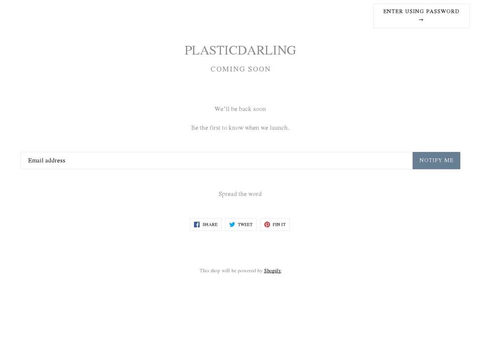plasticdarling.com — Shopify storefront screenshot