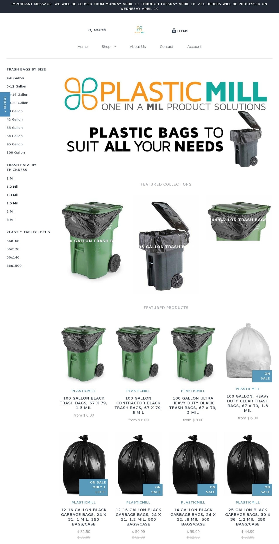 plasticmill.com shopify website screenshot