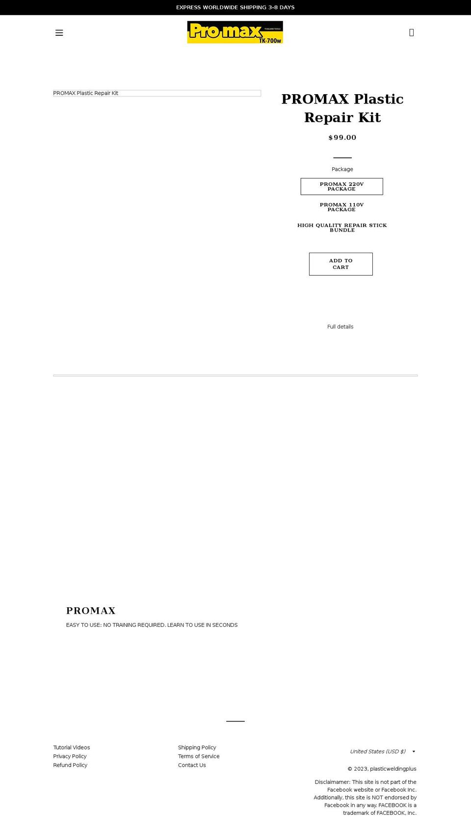 plasticweldingplus.com shopify website screenshot