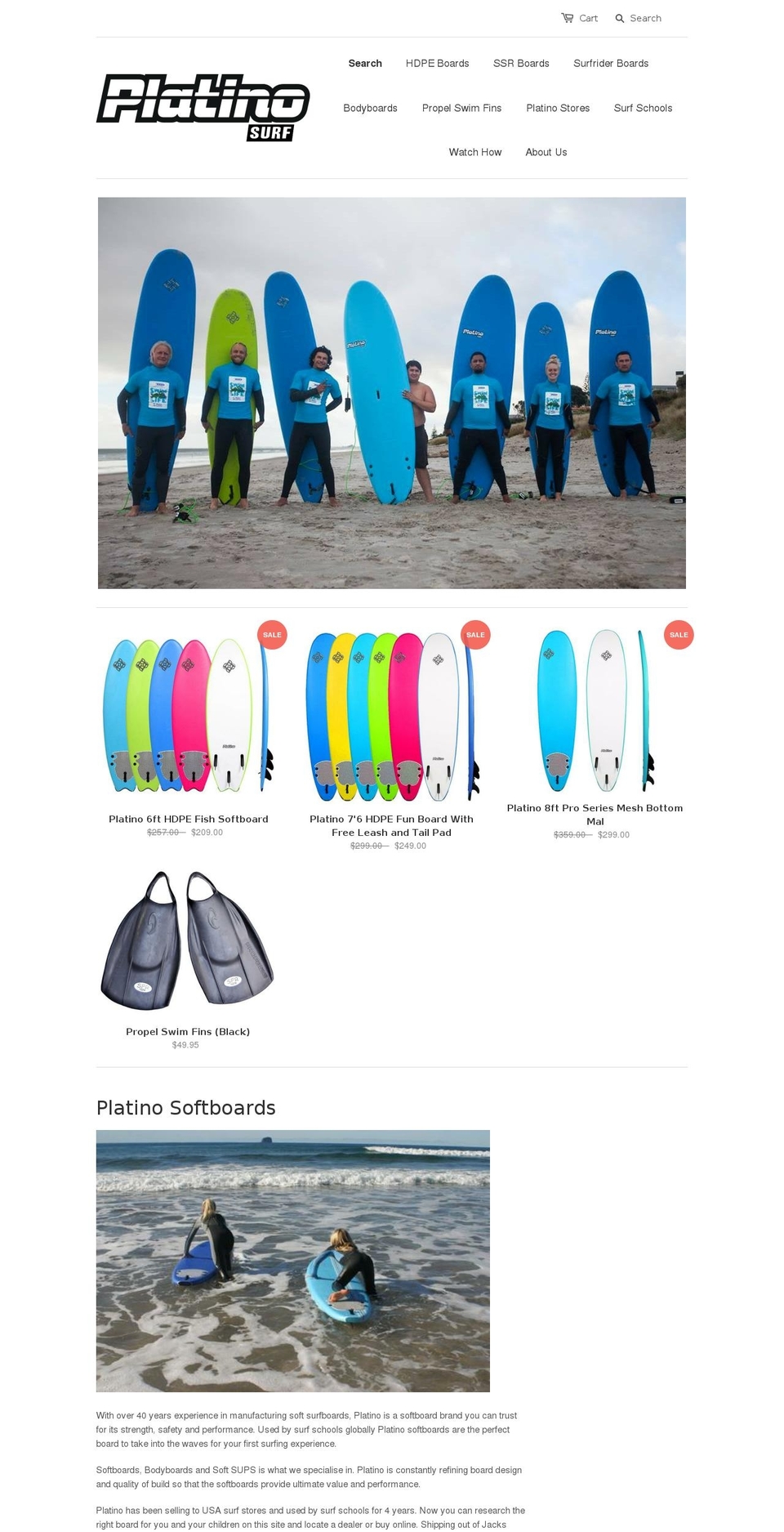 platinosurf.com shopify website screenshot