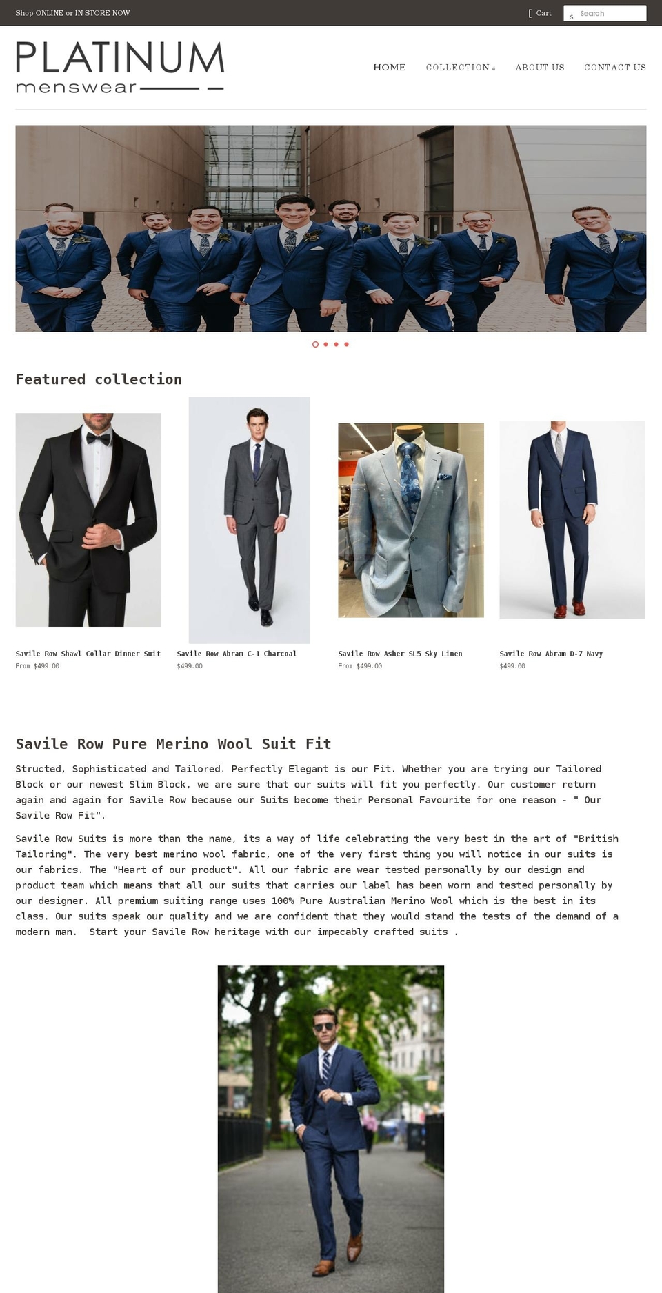 platinum-menswear.com shopify website screenshot