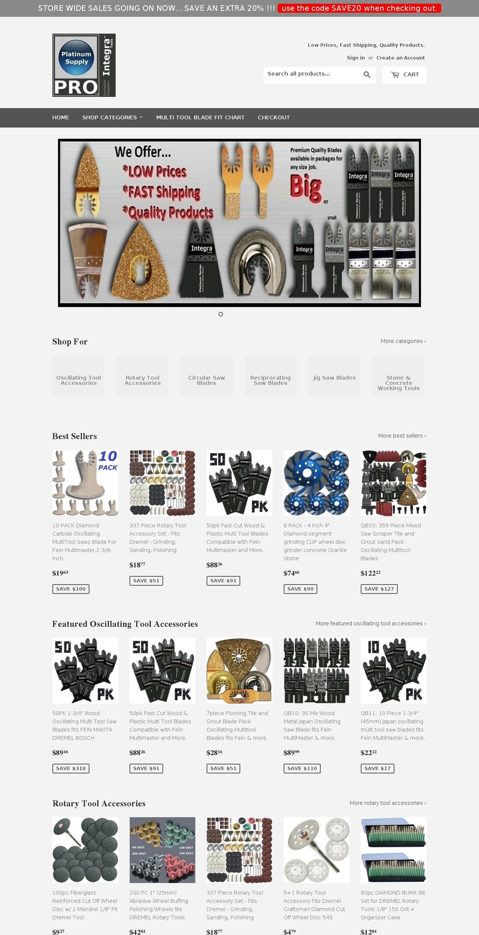 platinumblade.com shopify website screenshot